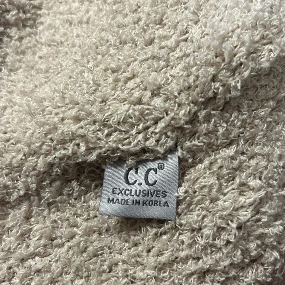CC Sherpa Lined Knit Beanie with Faux Fur Pom